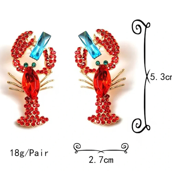 Lobster Crystal Shape Glass Stone Dangle Earrings - Picture 7 of 8